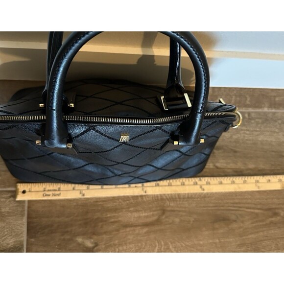 Antonio Melani Satchel Handbag Quilted Black Leather - Picture 15 of 16